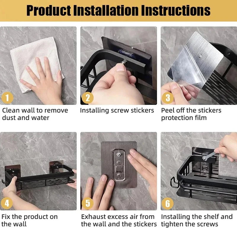 Bathroom Storage Shelves，Wooden bathroom Rack Wall-Mounted Punch-Free, Seasoning Board shower Storage Rack，bath shelf organizer