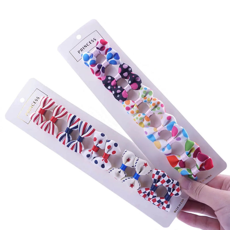 Laços Lacinhos de Cabelo para Pets 13 tipos de laços de cabelo para cães e gatos, acessórios para cuidados com animais de estimação, 5 pares (10 peças) por kit, laço de fita com clipe tipo jacaré