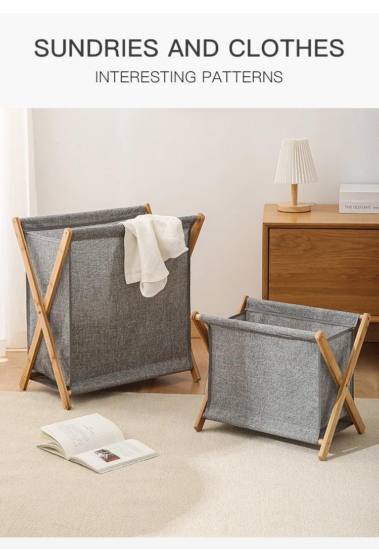 1 PC Laundry Hamper Foldable Bamboo Laundry Basket Large Capacity Washing Bin Household Japanese-style Dirty Clothes Basket