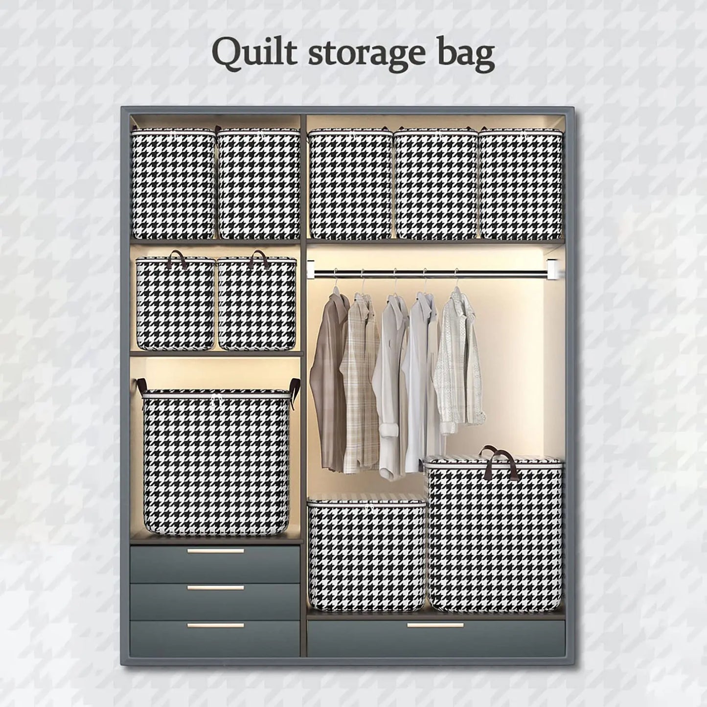 Extra-large Plaid Storage Box Plaid Storage Box Blanket Storage Bag Storage Container with Handle Closet Storage Box