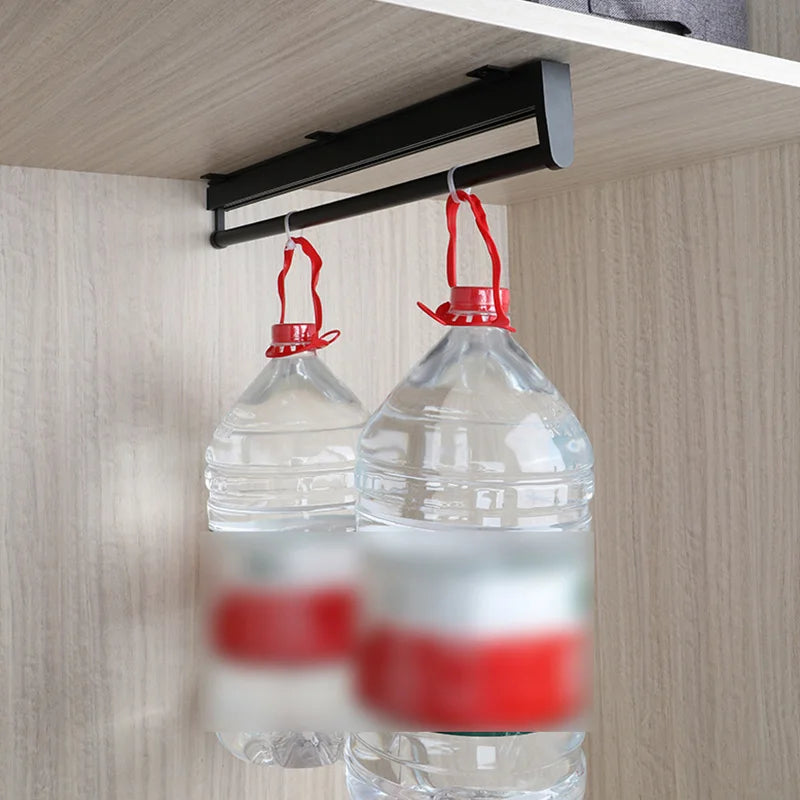 Closet shallow closet retractable hangers Cabinet hanging rod vertical pull-out top mounted trouser rack free of holes