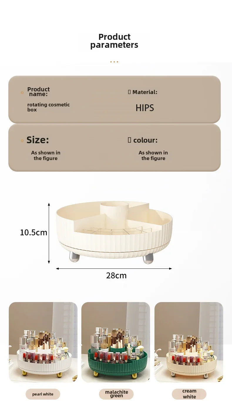 Rotating cosmetics storage box desktop large capacity 360 degree skin care product storage rack dressing table simple storage...