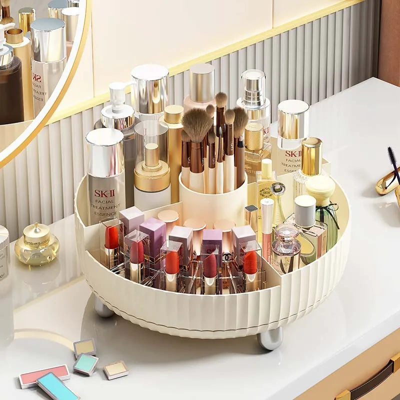 Rotating cosmetics storage box desktop large capacity 360 degree skin care product storage rack dressing table simple storage...