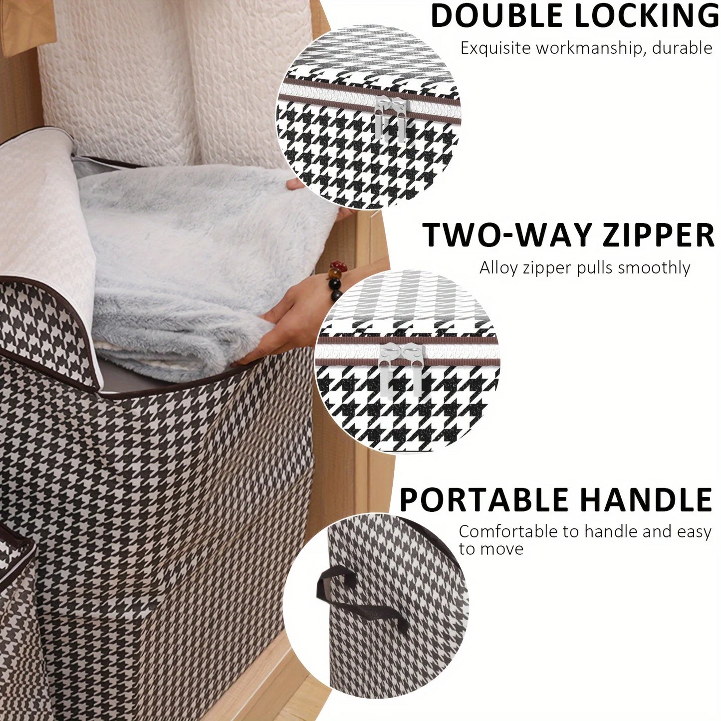 Extra-large Plaid Storage Box Plaid Storage Box Blanket Storage Bag Storage Container with Handle Closet Storage Box
