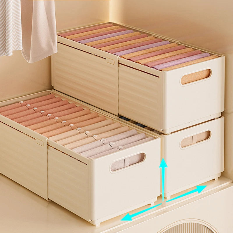 Expandable Box Clothes Beverage Drinks Snack Basket Pantry Kitchen Organizers Adjustable Fold Tray Closet Wardrobe Storage Case