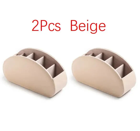 5 Grid Pu Leather Organizer Remote Control Phone And Tv Holder Desk Storage Box Cosmetics Brush