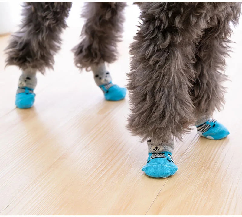 4pcs Cute Cat Socks, Anti-Slip Paw Protector, Comfortable Cotton Knit Indoor Shoes for Small Cats, Autumn Winter Pet Footwear
