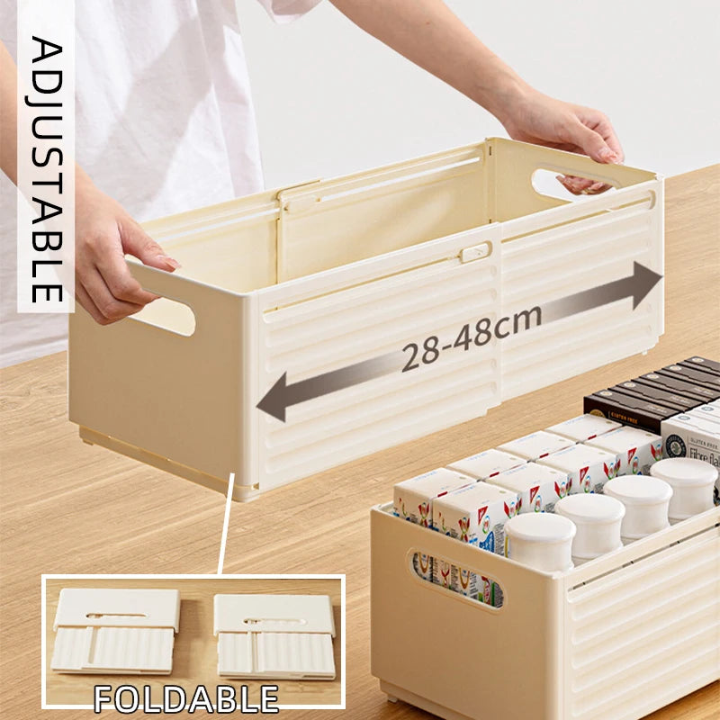 Expandable Box Clothes Beverage Drinks Snack Basket Pantry Kitchen Organizers Adjustable Fold Tray Closet Wardrobe Storage Case