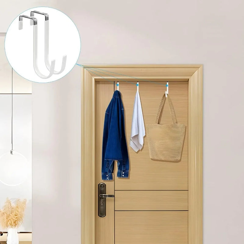 Over the Door Hooks 4 Pack Hangers Hooks Rubber Prevent Scratches Heavy Duty Organizer Bedroom Hanging Clothes Storage Holder