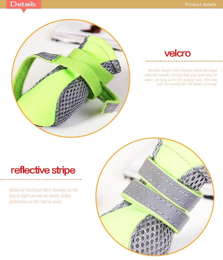 Breathable Pet Dog Shoes Waterproof Outdoor Walking Net Soft Summer Pet Shoes Night Safe Reflective Boots For Small Medium Dogs