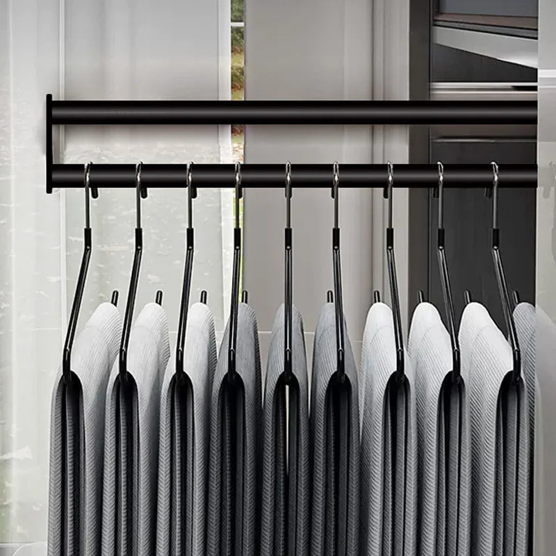 Closet shallow closet retractable hangers Cabinet hanging rod vertical pull-out top mounted trouser rack free of holes