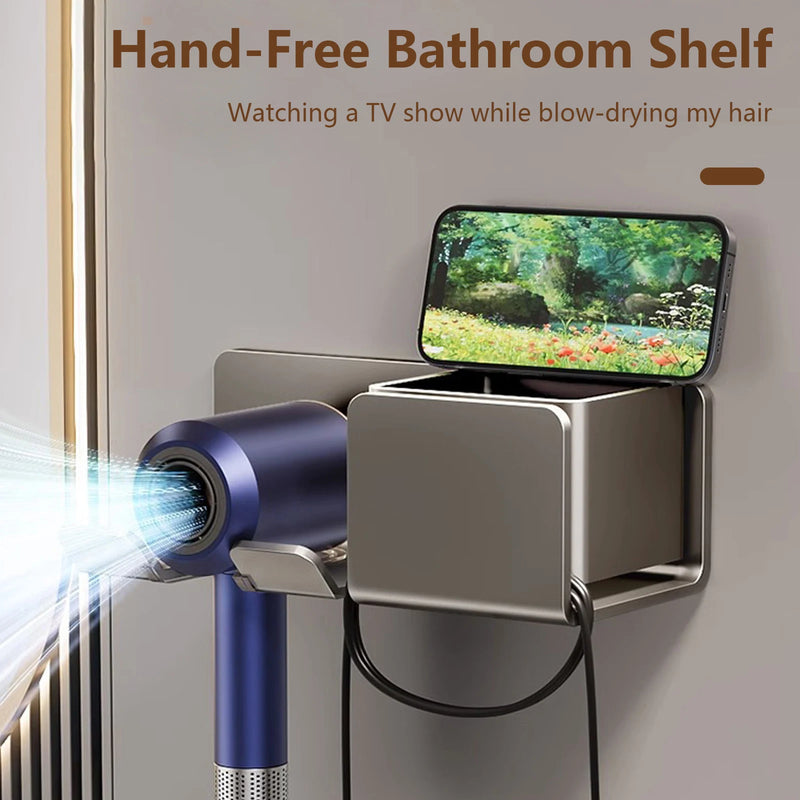 Hair Dryer Holder Wall Dryer Cradle Straightener Stand Hairdryer Organizer Box Toilet Blower Holder Shelf Bathroom Accessories
