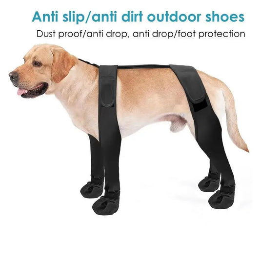 Waterproof Dog Shoes Adjustable Dog Boots Anti-Slip Pet Paw Protector For Dogs Dirty-Proof Outdoor Running Suspender Boots
