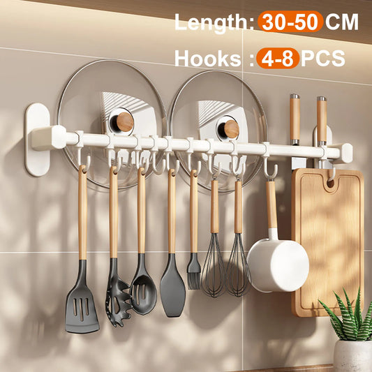 Suporte Organizador de Cozinha com Ganchos para Parede de Cozinha, Cabides de Parede Sem Furo, Suporte para Utensílios de Cozinha, Colher, Pá, Tábua de Cortar, Suporte de Armazenamento