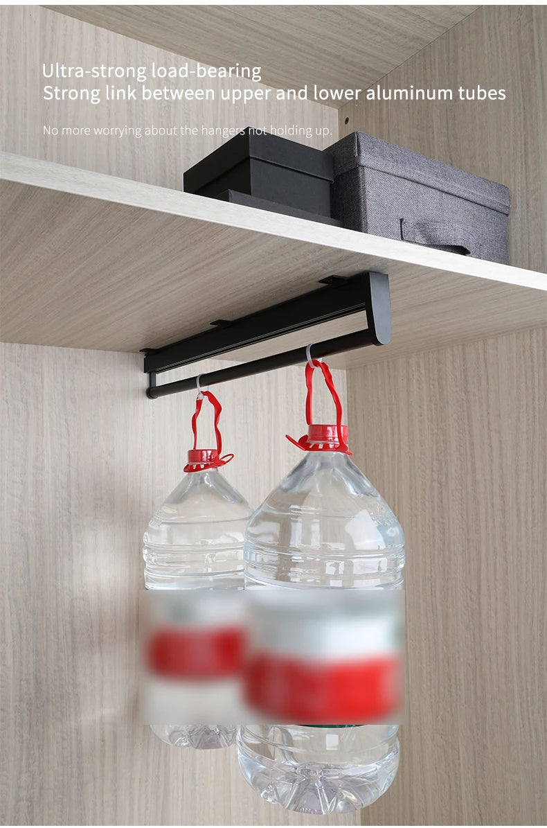 Closet shallow closet retractable hangers Cabinet hanging rod vertical pull-out top mounted trouser rack free of holes