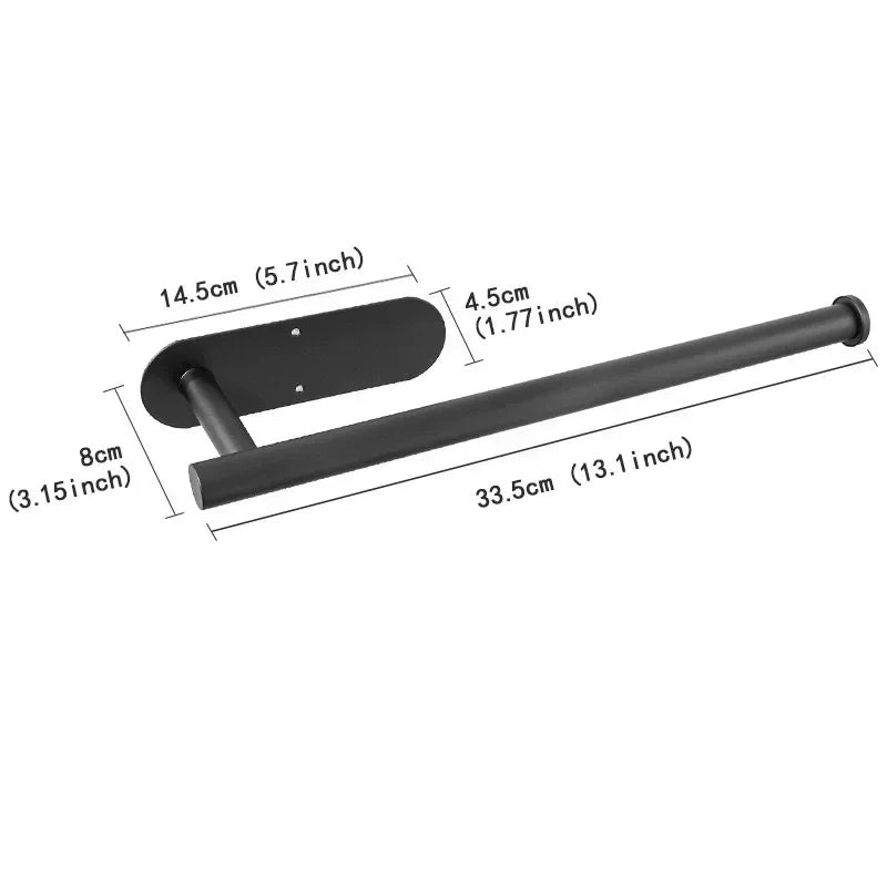 Paper Towel Holder Under Cabinet Wall Mount Stainless Steel Black Kitchen Paper Towel Rack Bathroom Self Adhesive No Drilling