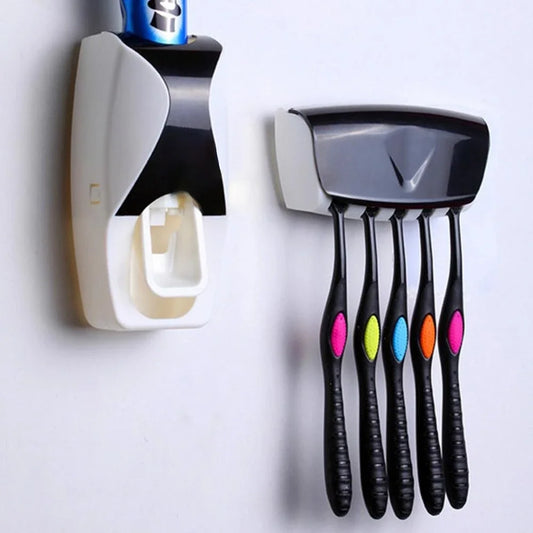 Wall Mount Automatic Toothpaste Dispenser Bathroom Accessories Set Toothpaste Squeezer Dispenser Bathroom Toothbrush Holder Tool