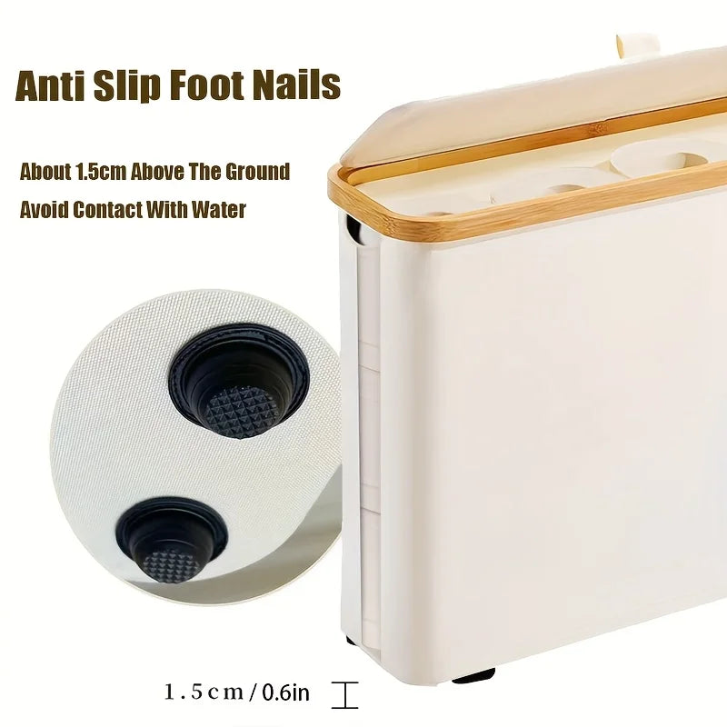 Foldable Toilet Paper Storage Basket with Lid Handle Waterproof Toilet Paper Holder Stand Bathroom Organizer Cabinet Container