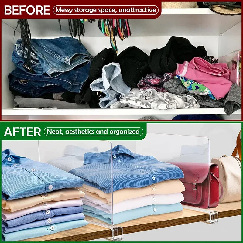 10/5/2pcs Transparent Closet Shelf for Wardrobe Organizer Cloth Divider Cupboard Bookcase Divider Baffle