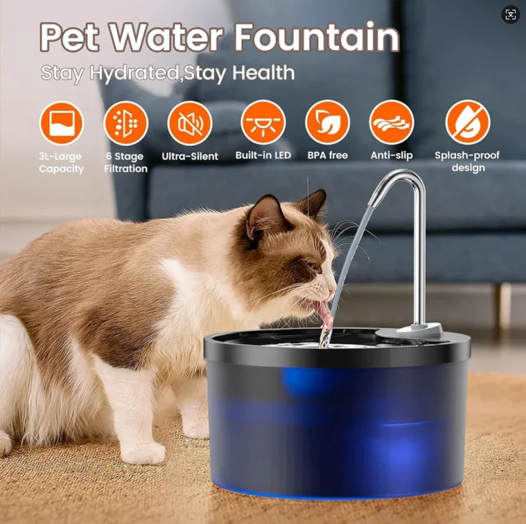 Dispenser de Água Bebedouro Inteligente para Pets Gatos e Cachorros, Dispenser Multifuncional de Água para Cães e Gatos