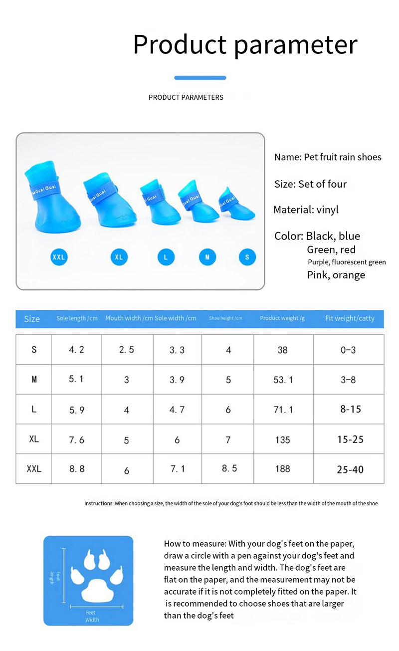 4Pcs Small Medium Large Dogs Cats Outdoor Shoe Dog Ankle Boots Pet WaterProof Rainshoe Anti-slip Rubber Boot Pet Accessories