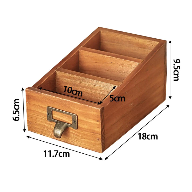 Wooden Desktop Organizer Case Durable Compact Portable Remote Control Caddy Holder for Desktop Office Countertop Bedroom Vanity