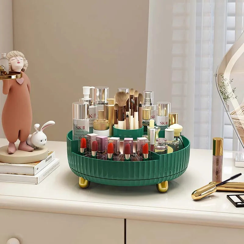 Rotating cosmetics storage box desktop large capacity 360 degree skin care product storage rack dressing table simple storage...
