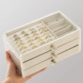 Acrylic Velvet Jewelry Organizer with 3 Drawers Stackable Display Storage Earrings Necklace Bracelets Box Holder Case for Women