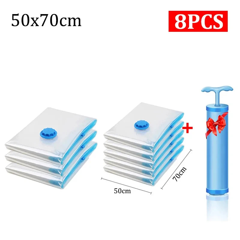 8/5/3PCS Vacuum Storage Bags Compression Pack Vacuum Bag for Down Storing Clothes Bedding Blanket Space Save Travel BagOrganizer