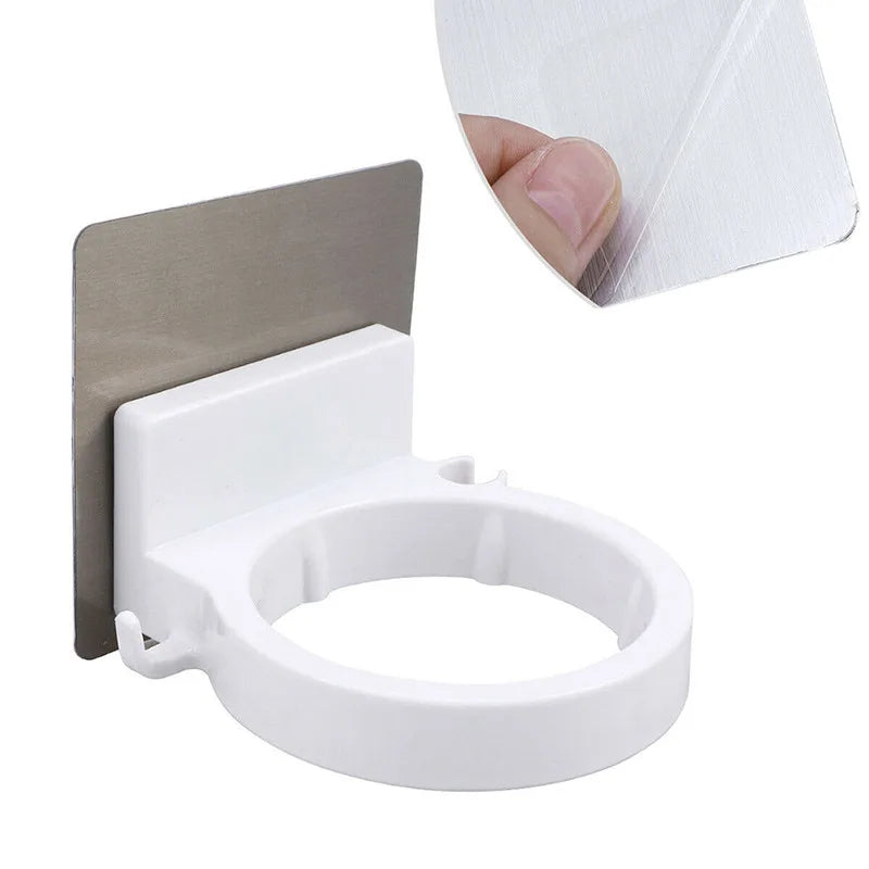 Hair Dryer Holder Blower Organizer Adhesive Wall Mounted Nail Free No Drilling Stainless Steel Spiral Stand Storage For Bathroom