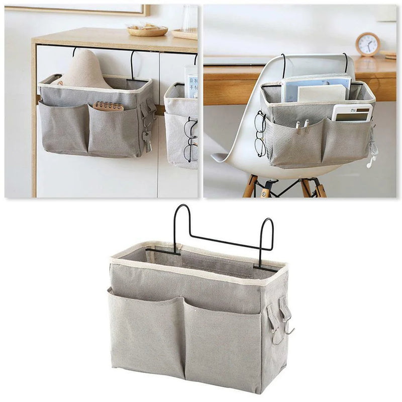 Bedside Storage Bag With Pockets Chair Door Back Hanging Organizer For Bathroom Dorm Bed Folding Pouch Box Storage Supply
