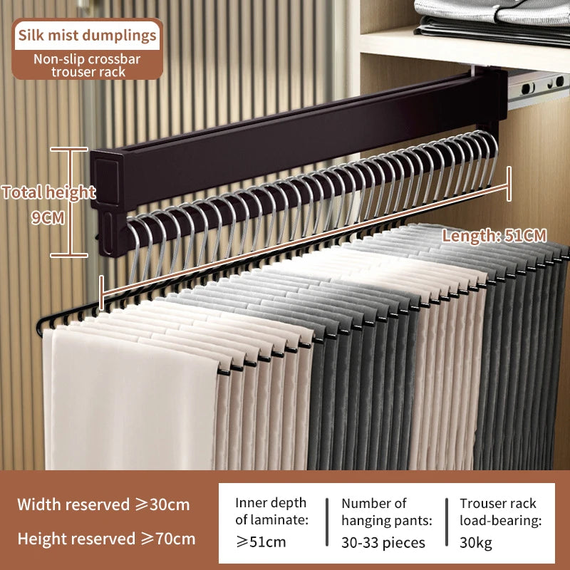Expandable Sliding Pants Rack Collapsible Drying Holder Aluminum alloy Wardrobe Clothes Rack Wall-mounted Retractable organizer