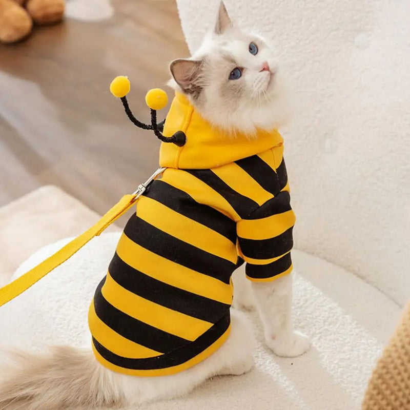 Bee Pet Puppy Coat Apparel Outfit，Dog Hoodies，Dog Halloween Clothes，Winter Cat Holiday Cosplay Outfit，for Small Medium Dogs Cats