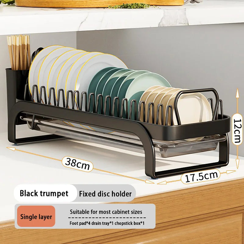 Kitchen Pull-out Dish Bowl Drainer Storage Rack Countertop Sink Cabinet Tableware Built-in Organizer Holder Cupboard Plates Rack