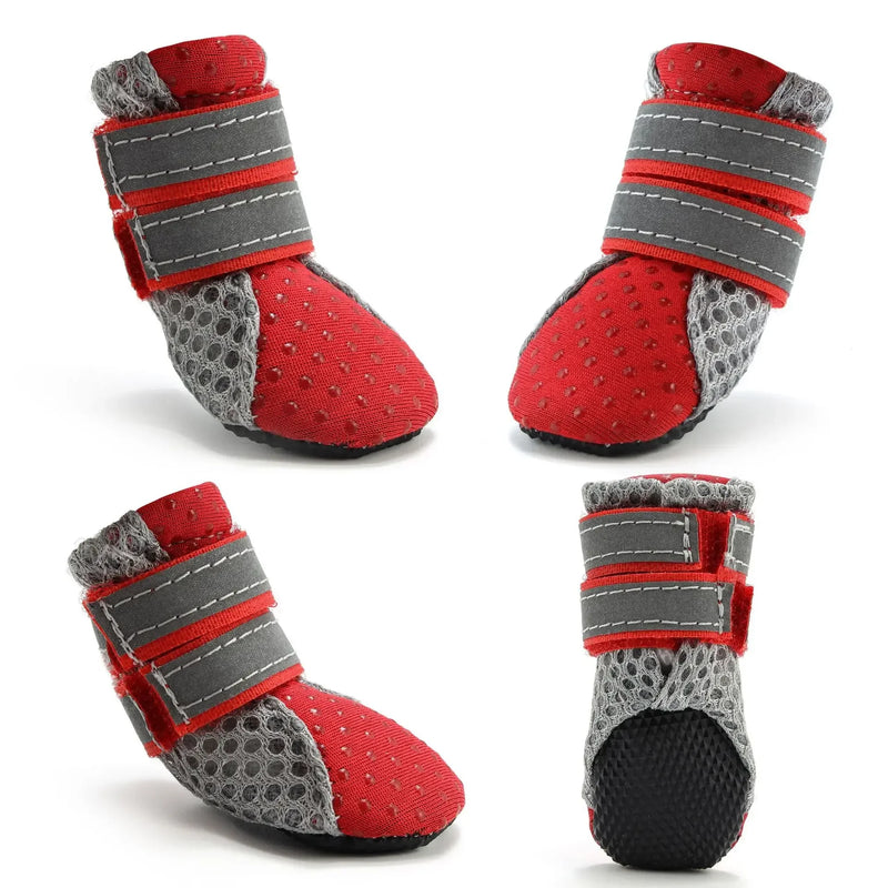 Breathable Pet Dog Shoes Waterproof Outdoor Walking Net Soft Summer Pet Shoes Night Safe Reflective Boots For Small Medium Dogs