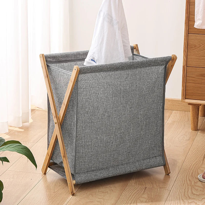 1 PC Laundry Hamper Foldable Bamboo Laundry Basket Large Capacity Washing Bin Household Japanese-style Dirty Clothes Basket