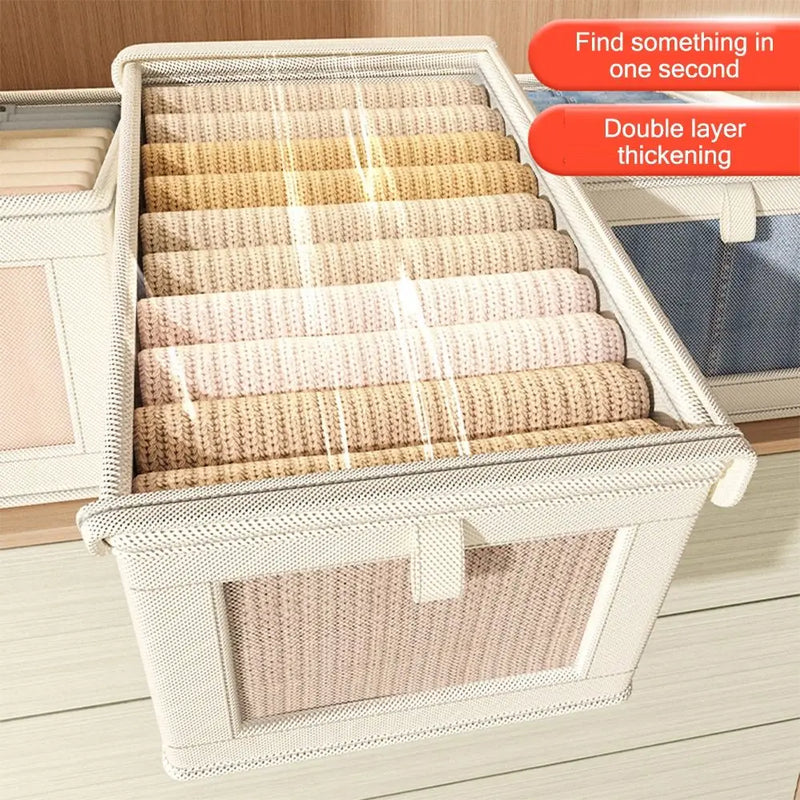 New Thicken Clothes Organizer Dustproof Visual Drawers Organizer Foldable with Lid Home Supplies
