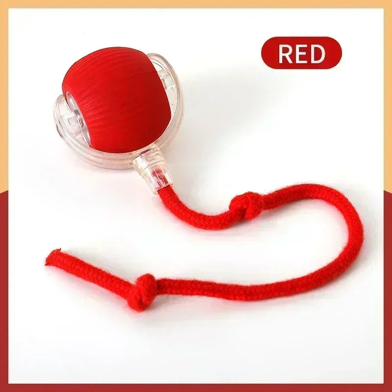 Bola de brinquedo interativa para gatos, bola rolante automática, cauda falsa, recarregável, brinquedo elétrico inteligente para animais de estimação, treinamento para cães e gatos, imitação de rato