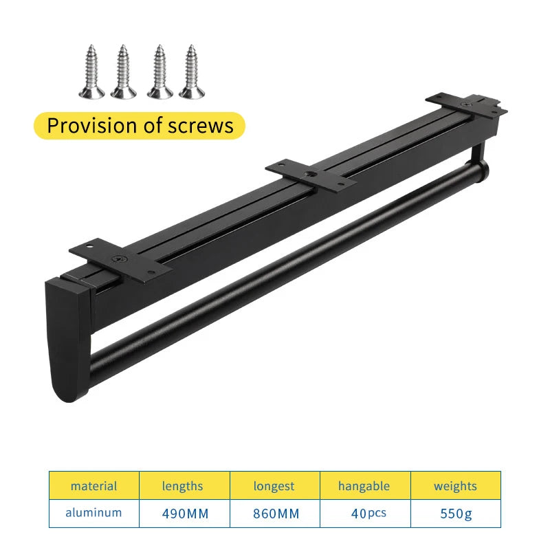 Closet shallow closet retractable hangers Cabinet hanging rod vertical pull-out top mounted trouser rack free of holes