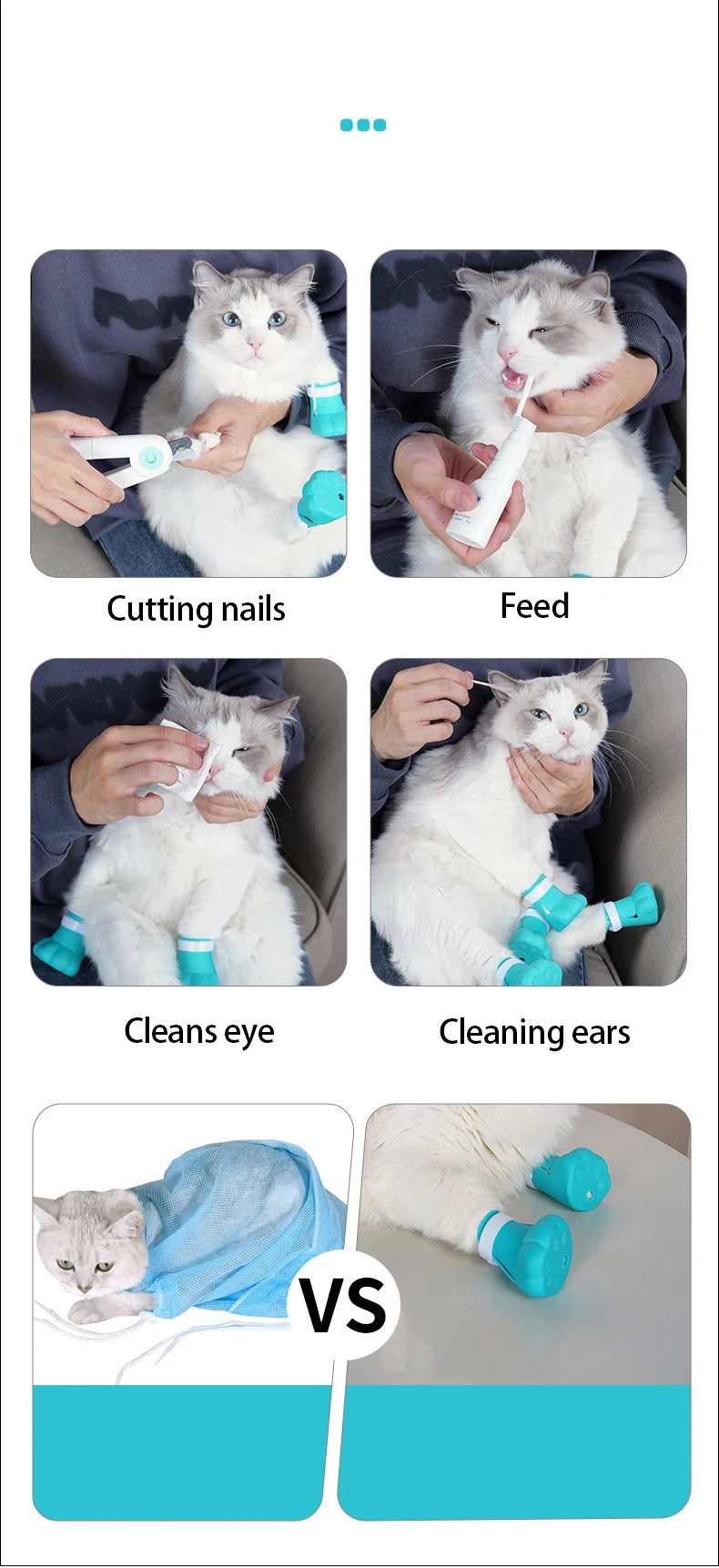 Cat Claw Protector Bath Feeding Bathing Shoes Foot Cover Anti-Scratch for Cats Pet Grooming Silicone Paw Nail Cover Boots