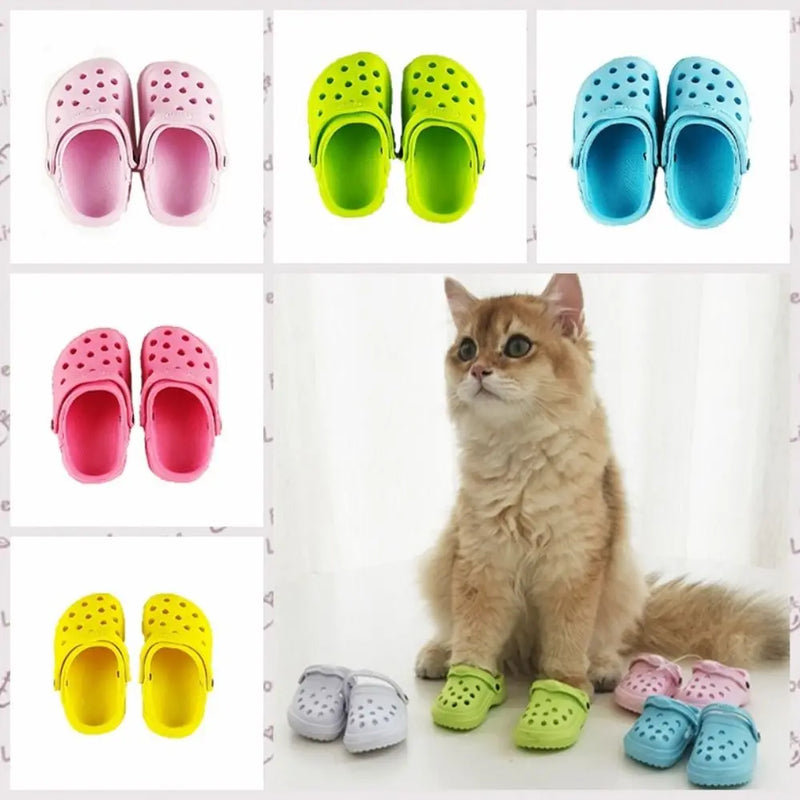 A Pair Cute Cat Shoes Pet Sandals Non-slip Summer Dog Comfortable Hole Shoes Breathable Pet Accessories