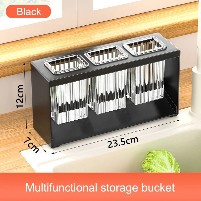Kitchen Cutlery Organizer Knife Stand Carbon Steel Drain Storage Holder Multifunction Cutlery Storage Rack Bathroom Tray holder
