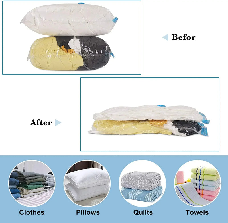 8/5/3PCS Vacuum Storage Bags Compression Pack Vacuum Bag for Down Storing Clothes Bedding Blanket Space Save Travel BagOrganizer