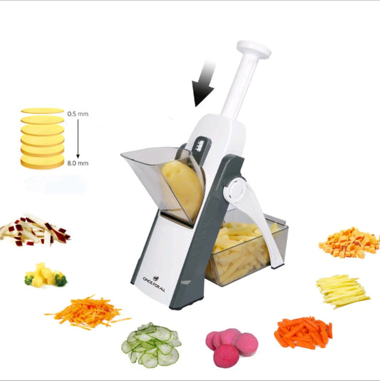 Cortador Fatiador Picador de Alimentos Legumes Frutas, Vegetais, Batatas, Aço Inox Plástico ABS Acessório de Cozinha, Organizador de Cozinha