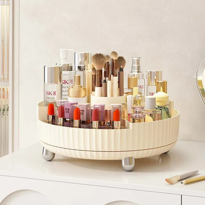 Rotating cosmetics storage box desktop large capacity 360 degree skin care product storage rack dressing table simple storage...