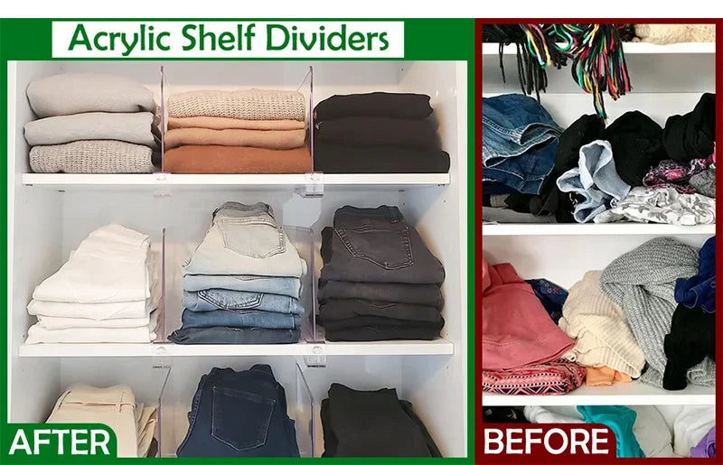 10/5/2pcs Transparent Closet Shelf for Wardrobe Organizer Cloth Divider Cupboard Bookcase Divider Baffle