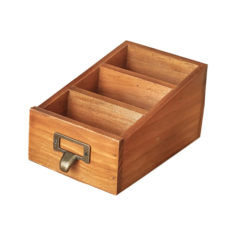 Wooden Desktop Organizer Case Durable Compact Portable Remote Control Caddy Holder for Desktop Office Countertop Bedroom Vanity