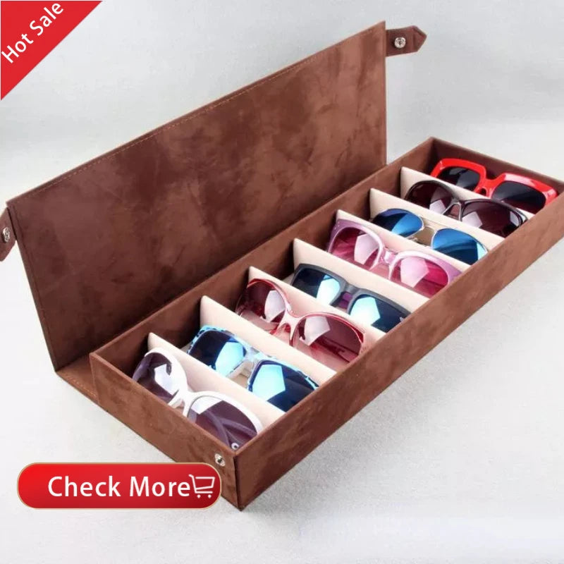 Portable Glasses Organizer 2/3/4/5/6 Multi-slot Eyeglasses Storage Display Travel Folding Sunglasses PU Leather Case