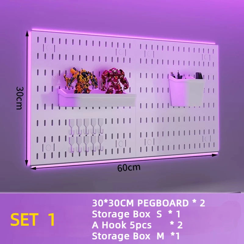 Peg  board Office Pegboard Rack Pegboards Kitchen Garage Wall Panels Display Stand Door Back Storage Holder Perforated