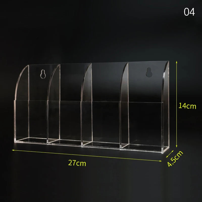 Acrylic TV Air Conditioner Remote Control Holder 1/4 Case Wall Mount Storage Box for Home